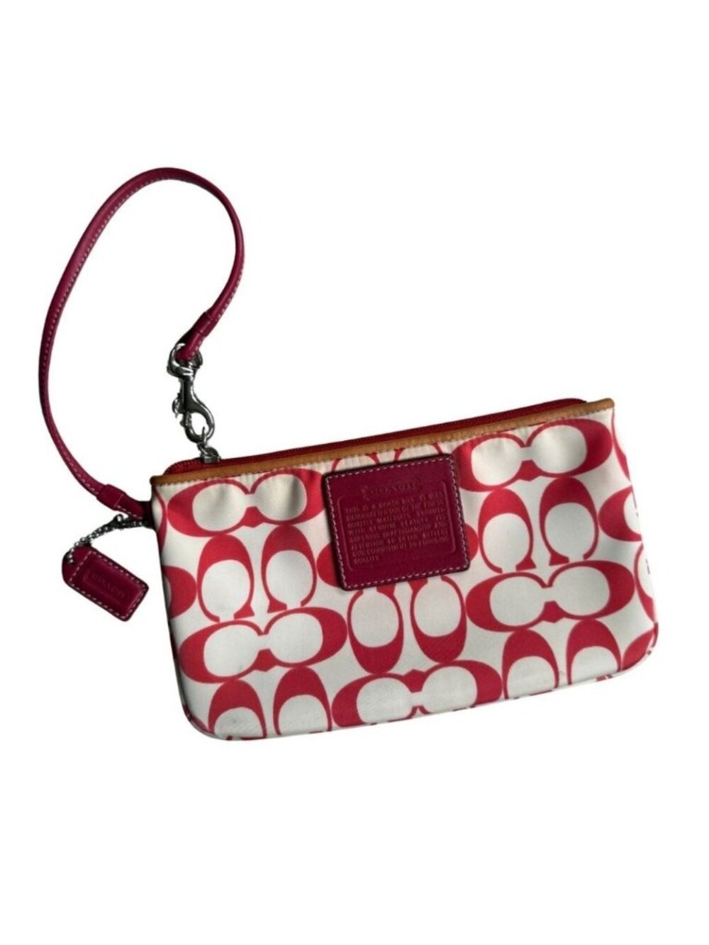 Vintage Coach Peyton Dream Signature C Red White Sateen Wristlet Pouch F50590